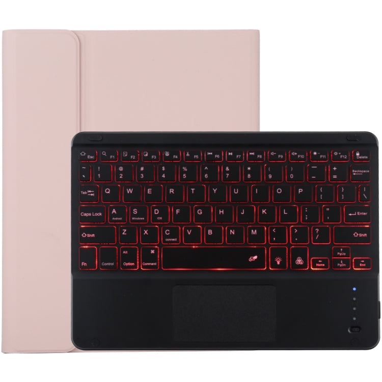 TG-102BCS Detachable Bluetooth Black Keyboard + Microfiber Leather Tablet Case for iPad 10.2 inch / iPad Air (2019), with Touch Pad & Backlight & Pen Slot & Holder (Pink) - For iPad Air by buy2fix | Online Shopping UK | buy2fix