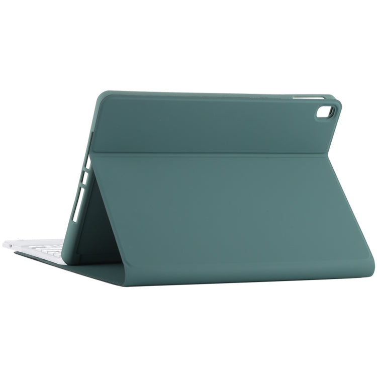 TG-102BC Detachable Bluetooth White Keyboard + Microfiber Leather Tablet Case for iPad 10.2 inch / iPad Air (2019), with Touch Pad & Pen Slot & Holder(Dark Green) - For iPad Air by buy2fix | Online Shopping UK | buy2fix