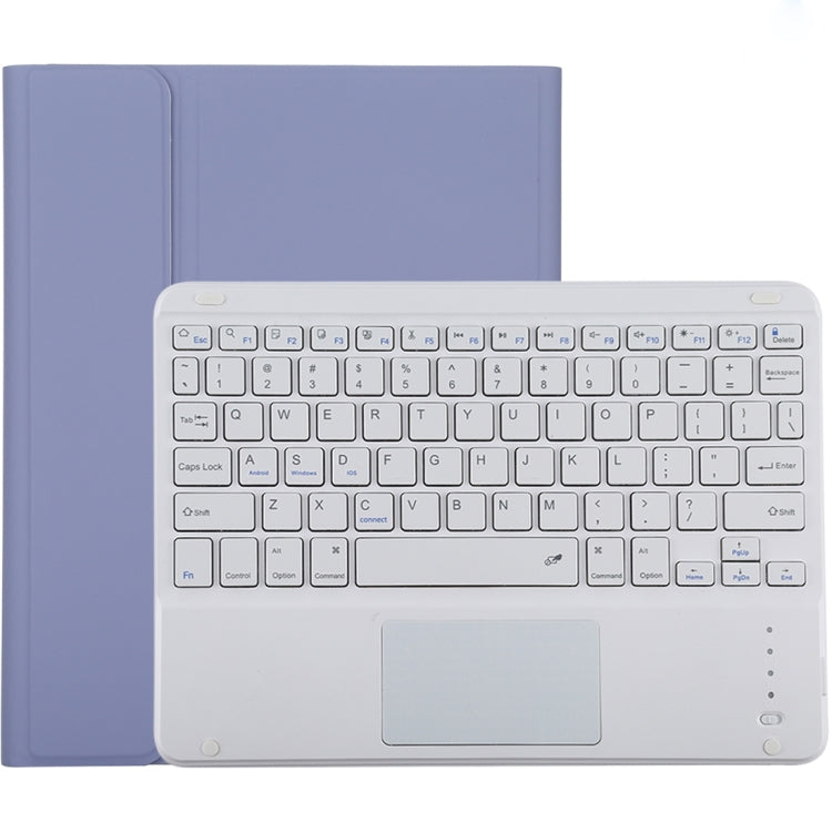 TG-102BC Detachable Bluetooth White Keyboard + Microfiber Leather Tablet Case for iPad 10.2 inch / iPad Air (2019), with Touch Pad & Pen Slot & Holder(Purple) - For iPad Air by buy2fix | Online Shopping UK | buy2fix