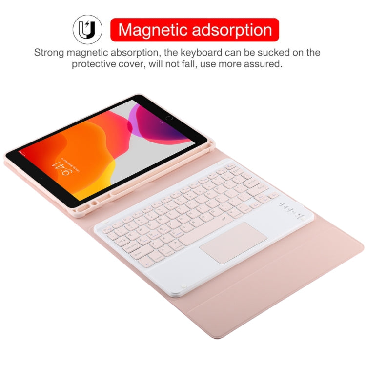 TG-102BC Detachable Bluetooth Pink Keyboard + Microfiber Leather Tablet Case for iPad 10.2 inch / iPad Air (2019), with Touch Pad & Pen Slot & Holder(Pink) - For iPad Air by buy2fix | Online Shopping UK | buy2fix
