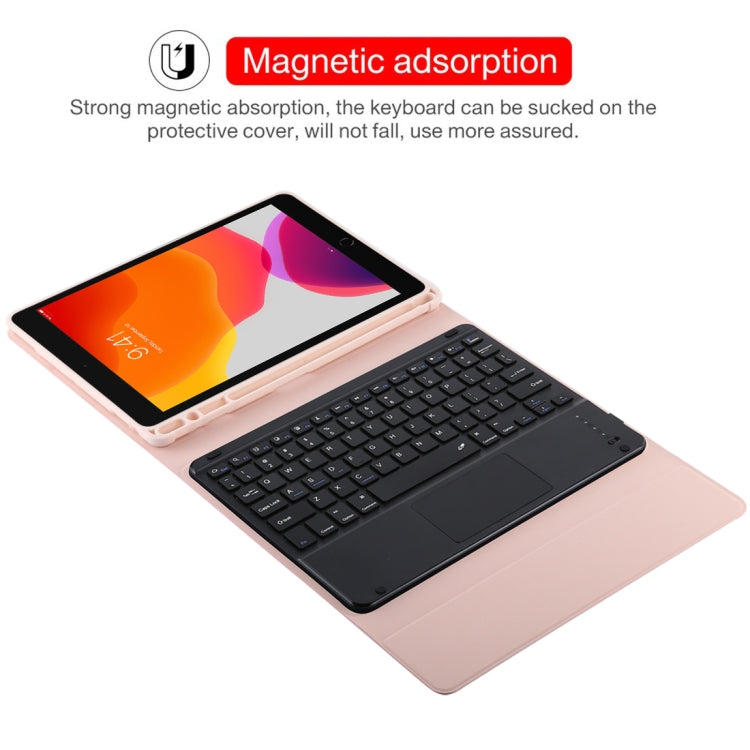 TG-102BC Detachable Bluetooth Black Keyboard + Microfiber Leather Tablet Case for iPad 10.2 inch / iPad Air (2019), with Touch Pad & Pen Slot & Holder(Pink) - For iPad Air by buy2fix | Online Shopping UK | buy2fix