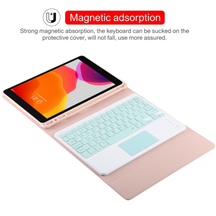 TG-102BC Detachable Bluetooth Green Keyboard + Microfiber Leather Tablet Case for iPad 10.2 inch / iPad Air (2019), with Touch Pad & Pen Slot & Holder (Pink) - For iPad Air by buy2fix | Online Shopping UK | buy2fix