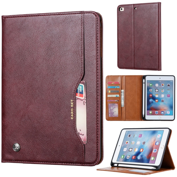 Knead Skin Texture Horizontal Flip Leather Case for iPad Mini 2019, with Photo Frame & Holder & Card Slots & Wallet & Pen Slot (Wine Red) - iPad mini (2019) / mini 5 Cases by buy2fix | Online Shopping UK | buy2fix