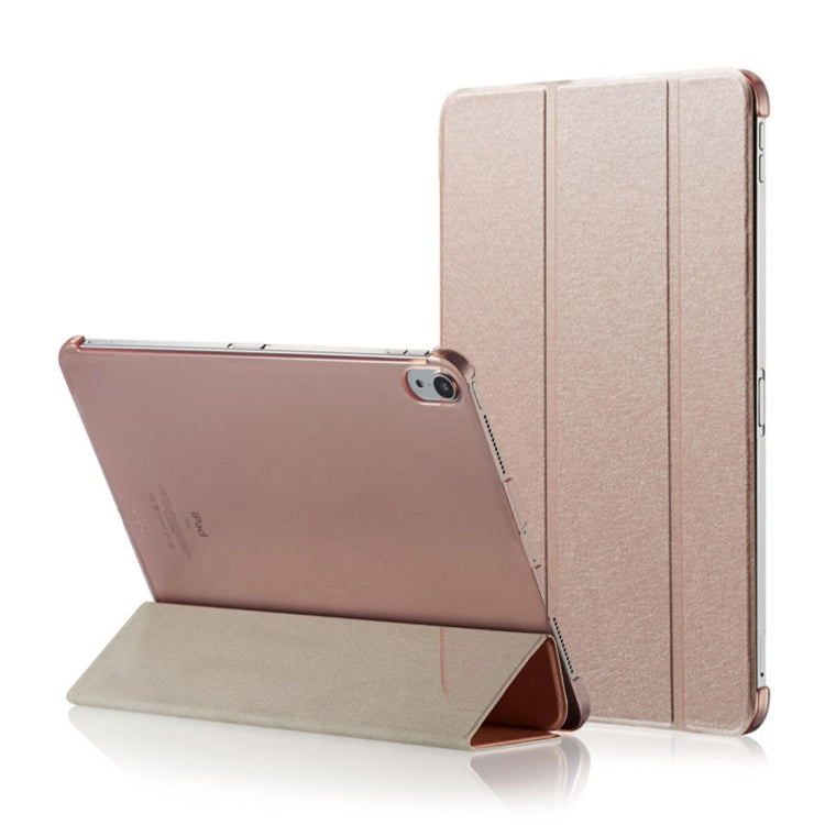 Silk Texture Horizontal Flip Magnetic PU Leather Case for iPad Air 13 2024 / iPad Pro 12.9 inch (2018), with Three-folding Holder & Sleep / Wake-up Function(Rose Gold) by buy2fix