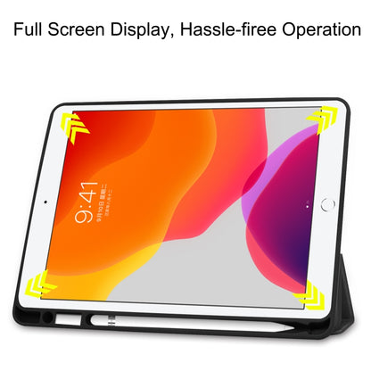For iPad 10.2 2021 / 2020 / 2019 Custer Texture Horizontal Flip Smart TPU Leather Case with Sleep / Wake-up Function & Three-folding Holder & Pen Slot(Black) - iPad 10.2 Cases by buy2fix | Online Shopping UK | buy2fix