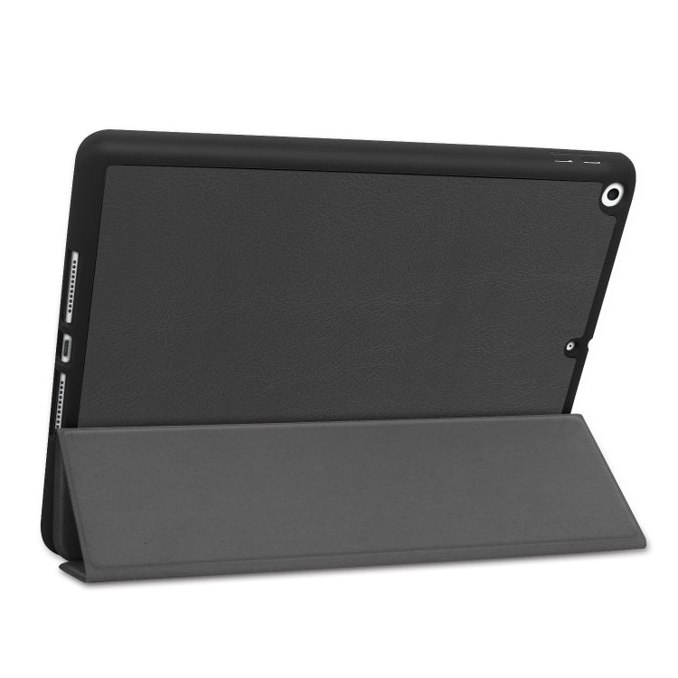For iPad 10.2 2021 / 2020 / 2019 Custer Texture Horizontal Flip Smart TPU Leather Case with Sleep / Wake-up Function & Three-folding Holder & Pen Slot(Black) - iPad 10.2 Cases by buy2fix | Online Shopping UK | buy2fix