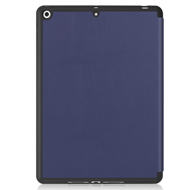For iPad 10.2 2021 / 2020 / 2019 Custer Texture Horizontal Flip Smart TPU Leather Case with Sleep / Wake-up Function & Three-folding Holder & Pen Slot(Dark Blue) - iPad 10.2 Cases by buy2fix | Online Shopping UK | buy2fix