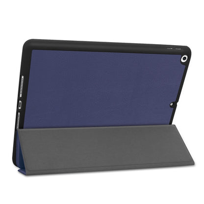 For iPad 10.2 2021 / 2020 / 2019 Custer Texture Horizontal Flip Smart TPU Leather Case with Sleep / Wake-up Function & Three-folding Holder & Pen Slot(Dark Blue) - iPad 10.2 Cases by buy2fix | Online Shopping UK | buy2fix