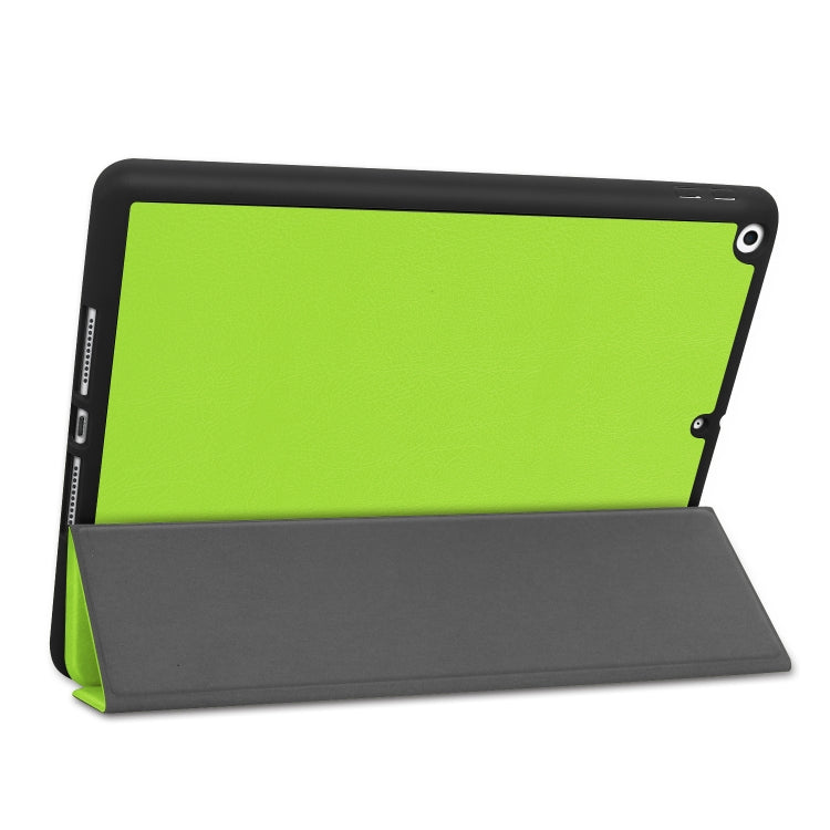 For iPad 10.2 2021 / 2020 / 2019 Custer Texture Horizontal Flip Smart TPU Leather Case with Sleep / Wake-up Function & Three-folding Holder & Pen Slot(Green) - iPad 10.2 Cases by buy2fix | Online Shopping UK | buy2fix