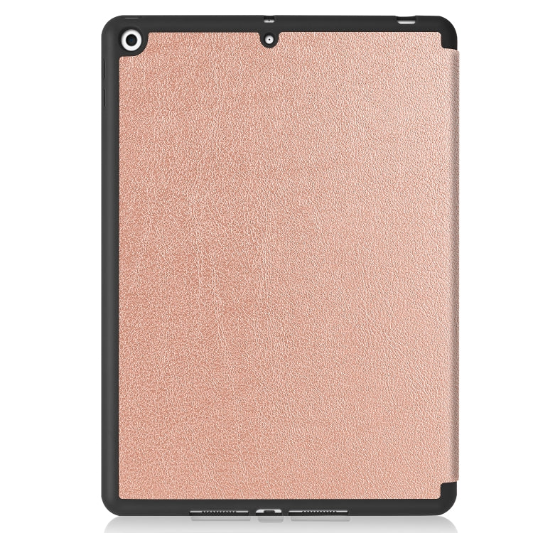 For iPad 10.2 2021 / 2020 / 2019 Custer Texture Horizontal Flip Smart TPU Leather Case with Sleep / Wake-up Function & Three-folding Holder & Pen Slot(Rose Gold) - iPad 10.2 Cases by buy2fix | Online Shopping UK | buy2fix