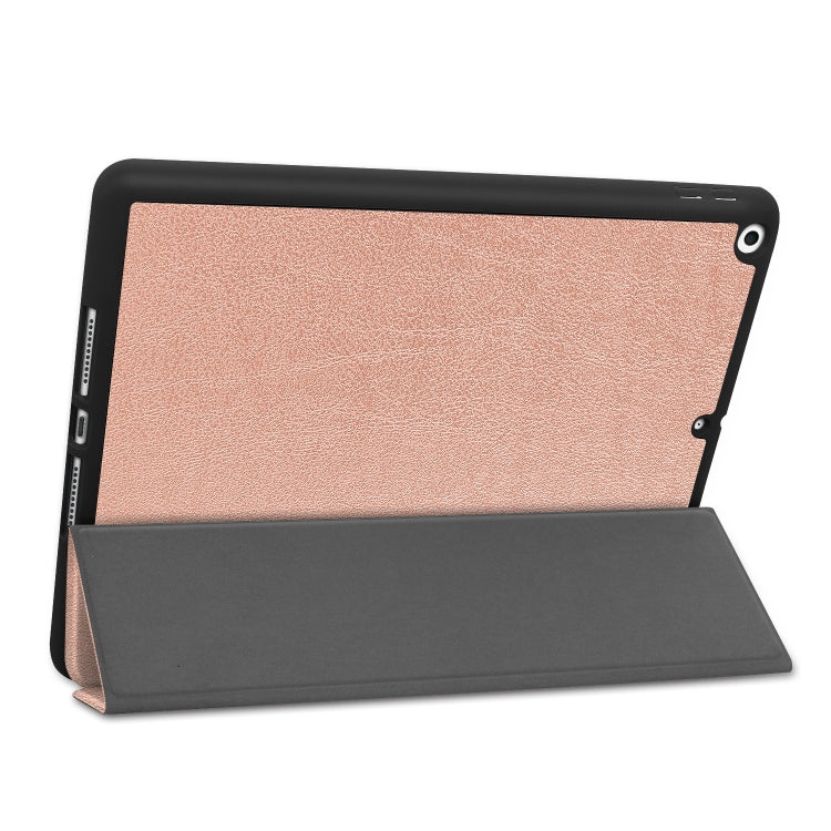 For iPad 10.2 2021 / 2020 / 2019 Custer Texture Horizontal Flip Smart TPU Leather Case with Sleep / Wake-up Function & Three-folding Holder & Pen Slot(Rose Gold) - iPad 10.2 Cases by buy2fix | Online Shopping UK | buy2fix