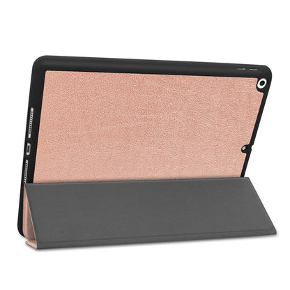 For iPad 10.2 2021 / 2020 / 2019 Custer Texture Horizontal Flip Smart TPU Leather Case with Sleep / Wake-up Function & Three-folding Holder & Pen Slot(Rose Gold) - iPad 10.2 Cases by buy2fix | Online Shopping UK | buy2fix
