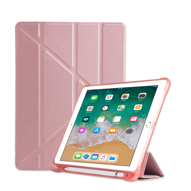 Multi-folding Shockproof TPU Protective Case for iPad 9.7 (2018) / 9.7 (2017) / air / air2, with Holder & Pen Slot(Pink) - iPad 9.7 (2018) & (2017) Cases by buy2fix | Online Shopping UK | buy2fix