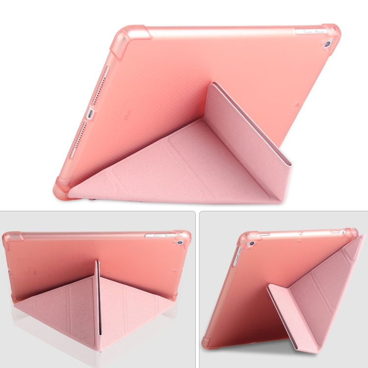 Multi-folding Shockproof TPU Protective Case for iPad 9.7 (2018) / 9.7 (2017) / air / air2, with Holder & Pen Slot(Pink) - iPad 9.7 (2018) & (2017) Cases by buy2fix | Online Shopping UK | buy2fix