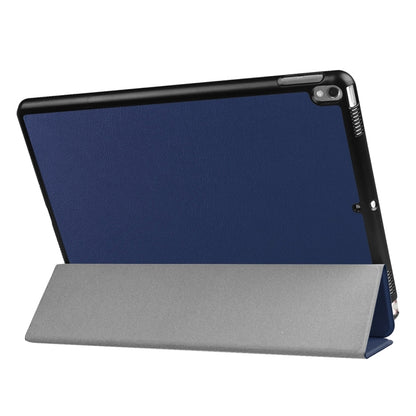 For iPad Pro 10.5 inch PU Litchi Texture 3-folding Smart Case Clear Back Cover with Holder(navy) - iPad Pro 10.5 inch Cases by buy2fix | Online Shopping UK | buy2fix