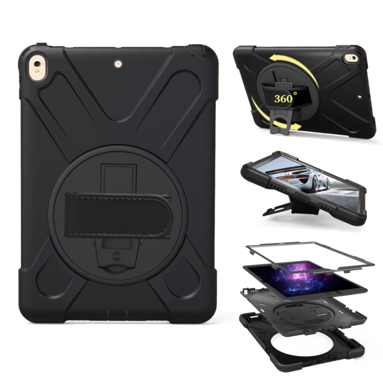 For iPad Pro 10.5 inch 360 Degree Rotation PC + Silicone Protective Case with Holder & Hand-strap (Black) - iPad Pro 10.5 inch Cases by buy2fix | Online Shopping UK | buy2fix