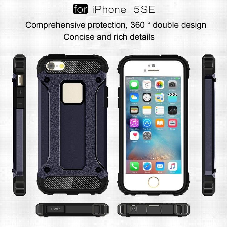 Tough Armor TPU + PC Combination Case for iPhone iPhone SE & 5 & 5s(Dark Blue) by buy2fix
