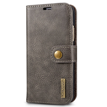 For iPhone X / XS DG.MING Crazy Horse Texture Horizontal Flip Detachable Magnetic Protective Case with Holder & Card Slots & Wallet(Grey) by DG.MING