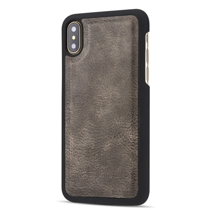 For iPhone X / XS DG.MING Crazy Horse Texture Horizontal Flip Detachable Magnetic Protective Case with Holder & Card Slots & Wallet(Grey) by DG.MING