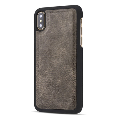 For iPhone X / XS DG.MING Crazy Horse Texture Horizontal Flip Detachable Magnetic Protective Case with Holder & Card Slots & Wallet(Grey) by DG.MING