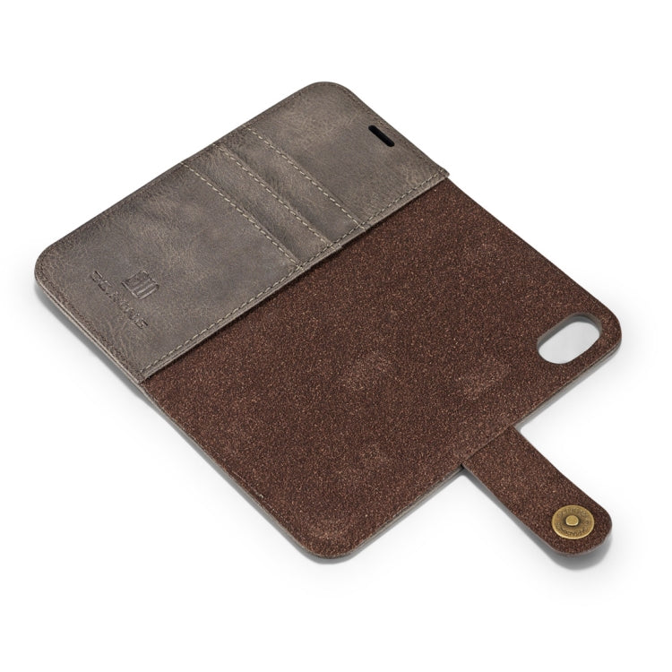 For iPhone X / XS DG.MING Crazy Horse Texture Horizontal Flip Detachable Magnetic Protective Case with Holder & Card Slots & Wallet(Grey) by DG.MING
