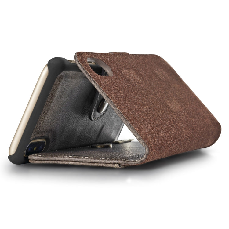 For iPhone X / XS DG.MING Crazy Horse Texture Horizontal Flip Detachable Magnetic Protective Case with Holder & Card Slots & Wallet(Grey) by DG.MING