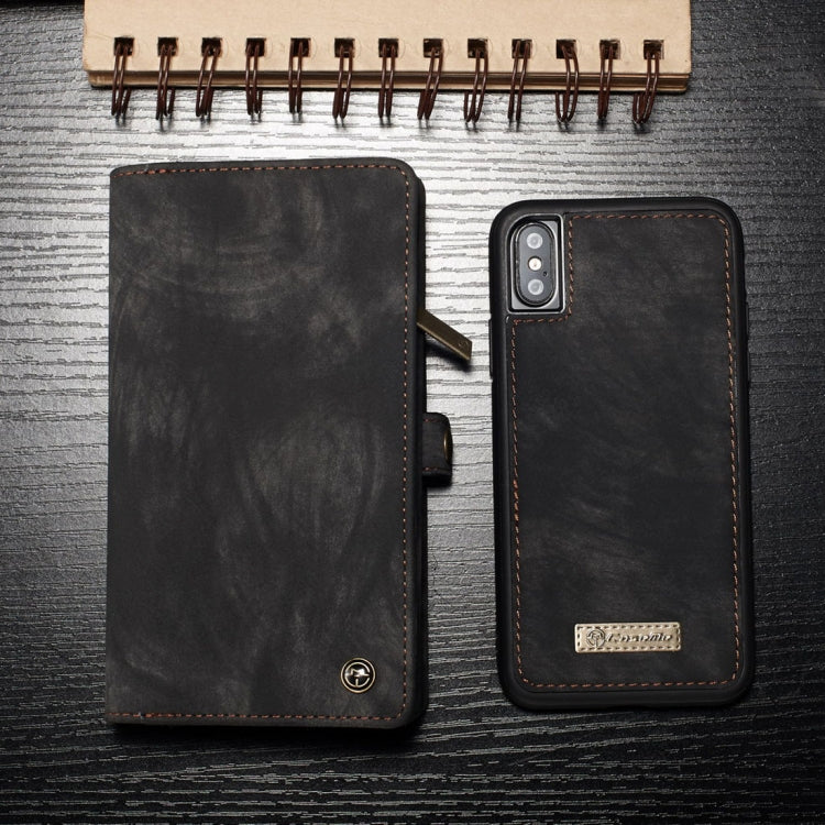 For iPhone X / XS CaseMe-008 TPU + PC Magnetic Absorption Detachable Back Cover Horizontal Flip Leather Case with Holder & Card Slots & Zipper Wallet & Photo Frame(Black) - More iPhone Cases by CaseMe | Online Shopping UK | buy2fix
