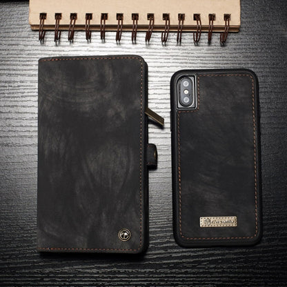 For iPhone X / XS CaseMe-008 TPU + PC Magnetic Absorption Detachable Back Cover Horizontal Flip Leather Case with Holder & Card Slots & Zipper Wallet & Photo Frame(Black) - More iPhone Cases by CaseMe | Online Shopping UK | buy2fix