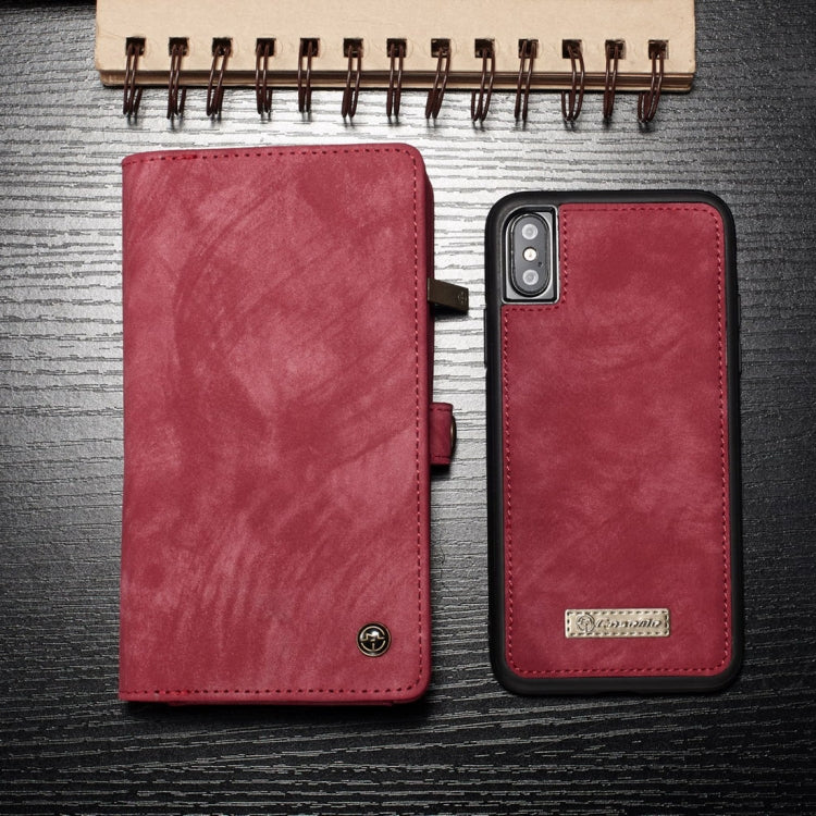 For iPhone X / XS CaseMe-008 TPU + PC Magnetic Absorption Detachable Back Cover Horizontal Flip Leather Case with Holder & Card Slots & Zipper Wallet & Photo Frame(Red) - More iPhone Cases by CaseMe | Online Shopping UK | buy2fix