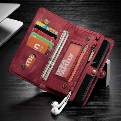 For iPhone X / XS CaseMe-008 TPU + PC Magnetic Absorption Detachable Back Cover Horizontal Flip Leather Case with Holder & Card Slots & Zipper Wallet & Photo Frame(Red) - More iPhone Cases by CaseMe | Online Shopping UK | buy2fix