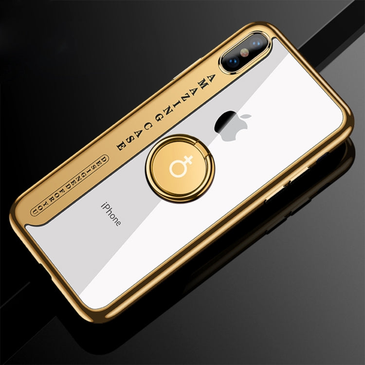 For iPhone X CAFELE Ultra-thin Electroplating Soft TPU Protective Back Cover Case with Ring Holder(Gold) - More iPhone Cases by CAFELE | Online Shopping UK | buy2fix