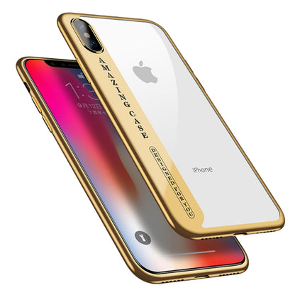 For iPhone X CAFELE Ultra-thin Electroplating Soft TPU Protective Back Cover Case with Ring Holder(Gold) - More iPhone Cases by CAFELE | Online Shopping UK | buy2fix
