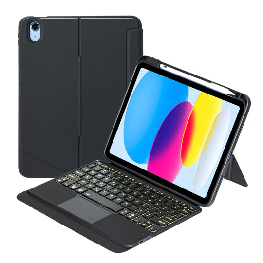 T10-AS For iPad 11 2025 / 10th Gen 10.9 2022 Touch Backlight Split Type Bluetooth Keyboard Leather Case