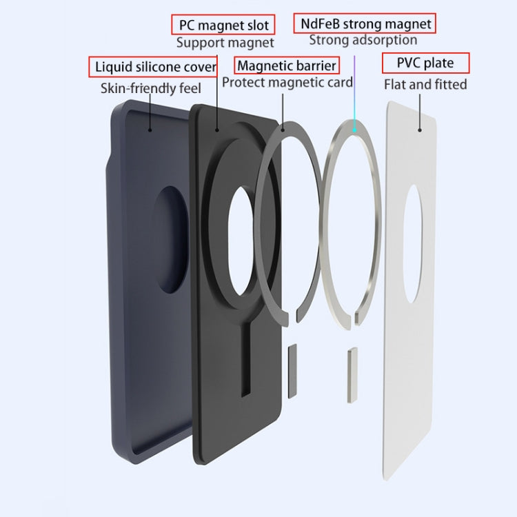 For iPhone 13 Series / iPhone 12 Series Silicone Wallet Pouch Card Case Anti-degaussing Card Holder Magsafing Magnetic Sticker(Grey) - Adhesive Card Holders by buy2fix | Online Shopping UK | buy2fix
