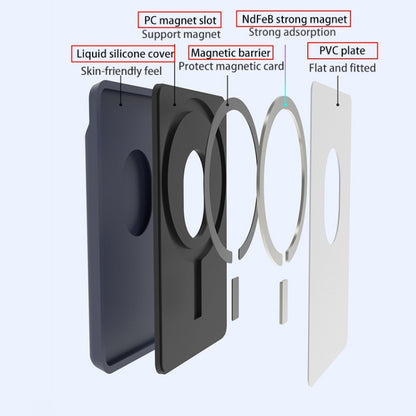 For iPhone 13 Series / iPhone 12 Series Silicone Wallet Pouch Card Case Anti-degaussing Card Holder Magsafing Magnetic Sticker(Grey) - Adhesive Card Holders by buy2fix | Online Shopping UK | buy2fix