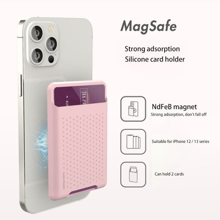 For iPhone 13 Series / iPhone 12 Series Silicone Wallet Pouch Card Case Anti-degaussing Card Holder Magsafing Magnetic Sticker(Grey) - Adhesive Card Holders by buy2fix | Online Shopping UK | buy2fix
