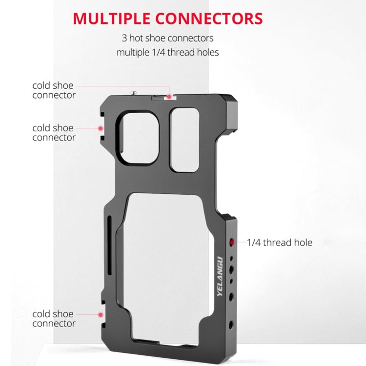 For iPhone 11 Pro Max YELANGU C23 Video Camera Cage Stabilizer with PC Case (Black) - iPhone 11 Pro Max Cases by YELANGU | Online Shopping UK | buy2fix