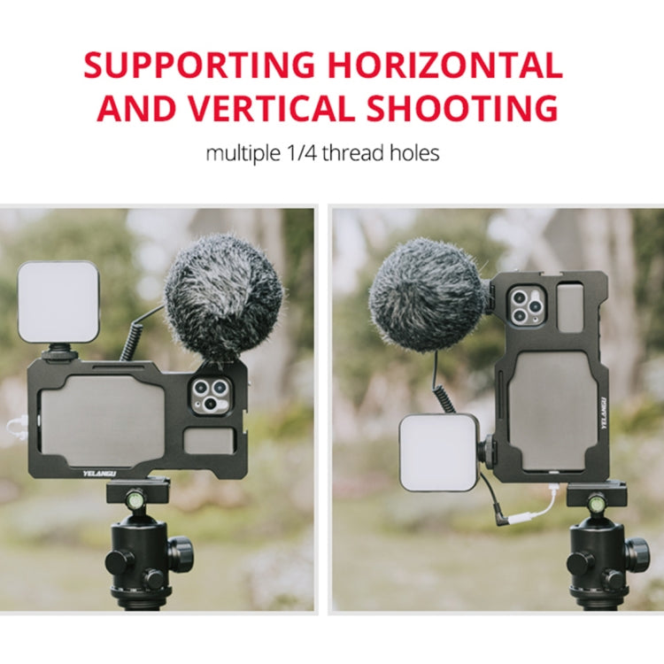 For iPhone 11 Pro Max YELANGU C23 Video Camera Cage Stabilizer with PC Case (Black) - iPhone 11 Pro Max Cases by YELANGU | Online Shopping UK | buy2fix