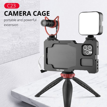 For iPhone 11 Pro Max YELANGU C23 Video Camera Cage Stabilizer with PC Case (Black) - iPhone 11 Pro Max Cases by YELANGU | Online Shopping UK | buy2fix