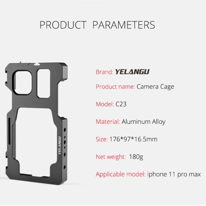 For iPhone 11 Pro Max YELANGU C23 Video Camera Cage Stabilizer with PC Case (Black) - iPhone 11 Pro Max Cases by YELANGU | Online Shopping UK | buy2fix