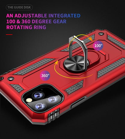 Armor Shockproof TPU + PC Protective Case for iPhone 11 Pro Max, with 360 Degree Rotation Holder(Red) by buy2fix