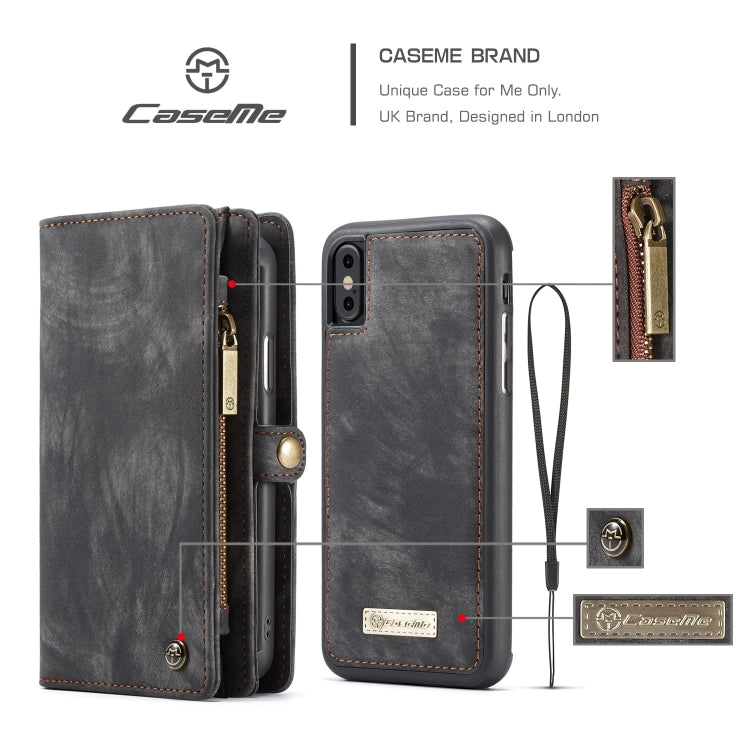 For iPhone XS Max CaseMe Detachable Multifunctional Horizontal Flip Leather Case with Card Slot & Holder & Zipper Wallet & Photo Frame (Black) - More iPhone Cases by CaseMe | Online Shopping UK | buy2fix