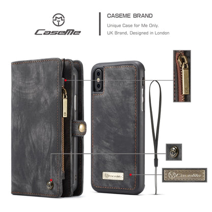 For iPhone XS Max CaseMe Detachable Multifunctional Horizontal Flip Leather Case with Card Slot & Holder & Zipper Wallet & Photo Frame (Black) - More iPhone Cases by CaseMe | Online Shopping UK | buy2fix