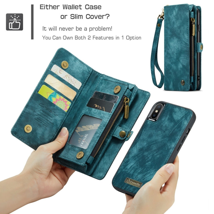 For iPhone XS Max CaseMe Detachable Multifunctional Horizontal Flip Leather Case with Card Slot & Holder & Zipper Wallet & Photo Frame (Blue) - More iPhone Cases by CaseMe | Online Shopping UK | buy2fix