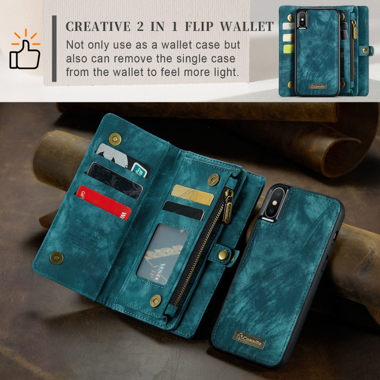 For iPhone XS Max CaseMe Detachable Multifunctional Horizontal Flip Leather Case with Card Slot & Holder & Zipper Wallet & Photo Frame (Blue) - More iPhone Cases by CaseMe | Online Shopping UK | buy2fix