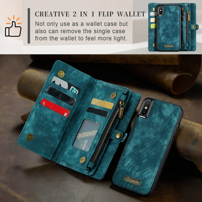 For iPhone XS Max CaseMe Detachable Multifunctional Horizontal Flip Leather Case with Card Slot & Holder & Zipper Wallet & Photo Frame (Blue) - More iPhone Cases by CaseMe | Online Shopping UK | buy2fix
