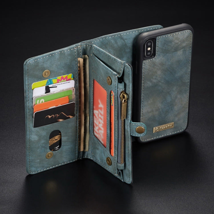 For iPhone XS Max CaseMe Detachable Multifunctional Horizontal Flip Leather Case with Card Slot & Holder & Zipper Wallet & Photo Frame (Blue) - More iPhone Cases by CaseMe | Online Shopping UK | buy2fix