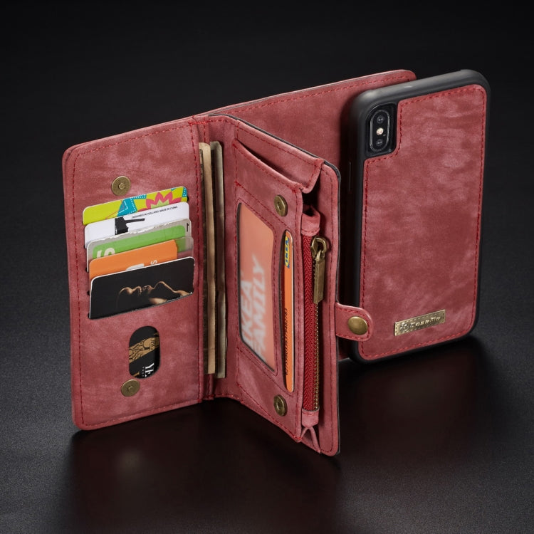 For iPhone XS Max CaseMe Detachable Multifunctional Horizontal Flip Leather Case with Card Slot & Holder & Zipper Wallet & Photo Frame (Red) - More iPhone Cases by CaseMe | Online Shopping UK | buy2fix