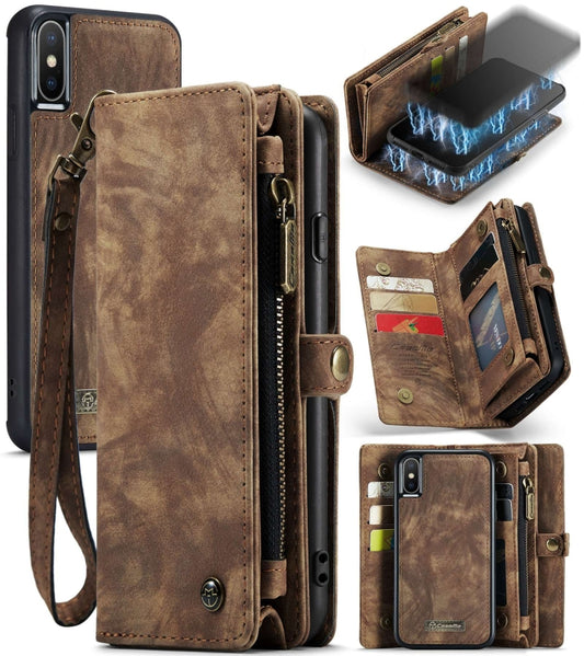 For iPhone XS Max CaseMe Detachable Multifunctional Horizontal Flip Leather Case with Card Slot & Holder & Zipper Wallet & Photo Frame (Brown) - More iPhone Cases by CaseMe | Online Shopping UK | buy2fix