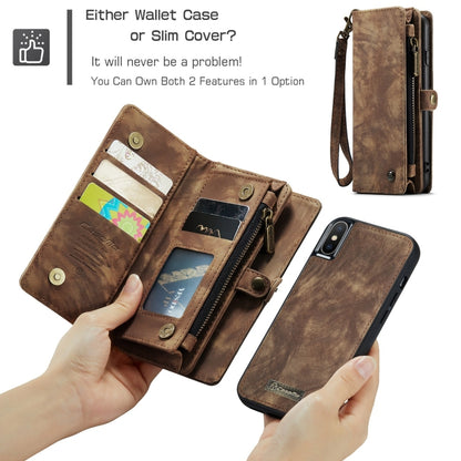 For iPhone XS Max CaseMe Detachable Multifunctional Horizontal Flip Leather Case with Card Slot & Holder & Zipper Wallet & Photo Frame (Brown) - More iPhone Cases by CaseMe | Online Shopping UK | buy2fix